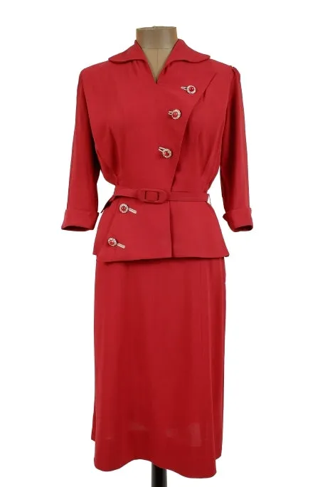 1940s Style Cardinal Red Suit