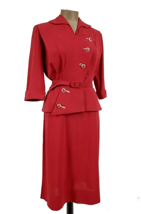 1940s Style Cardinal Red Suit