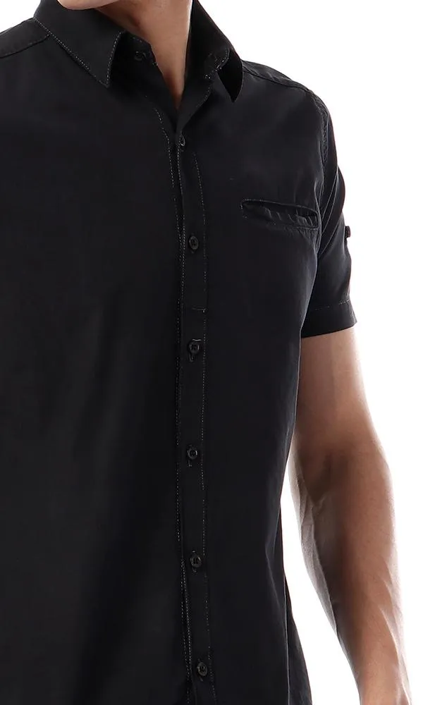 49362 Fashionable Buttoned Casual Black Shirt