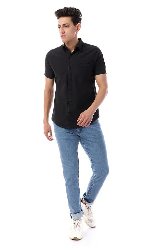 49362 Fashionable Buttoned Casual Black Shirt