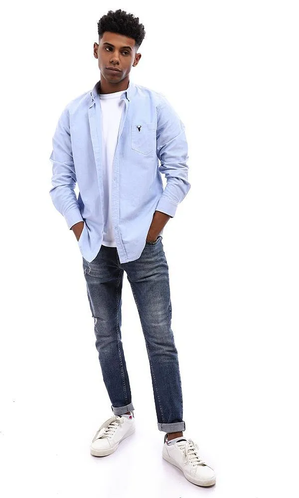 94714 Side Chest Pocket Heathered Light Blue Shirt