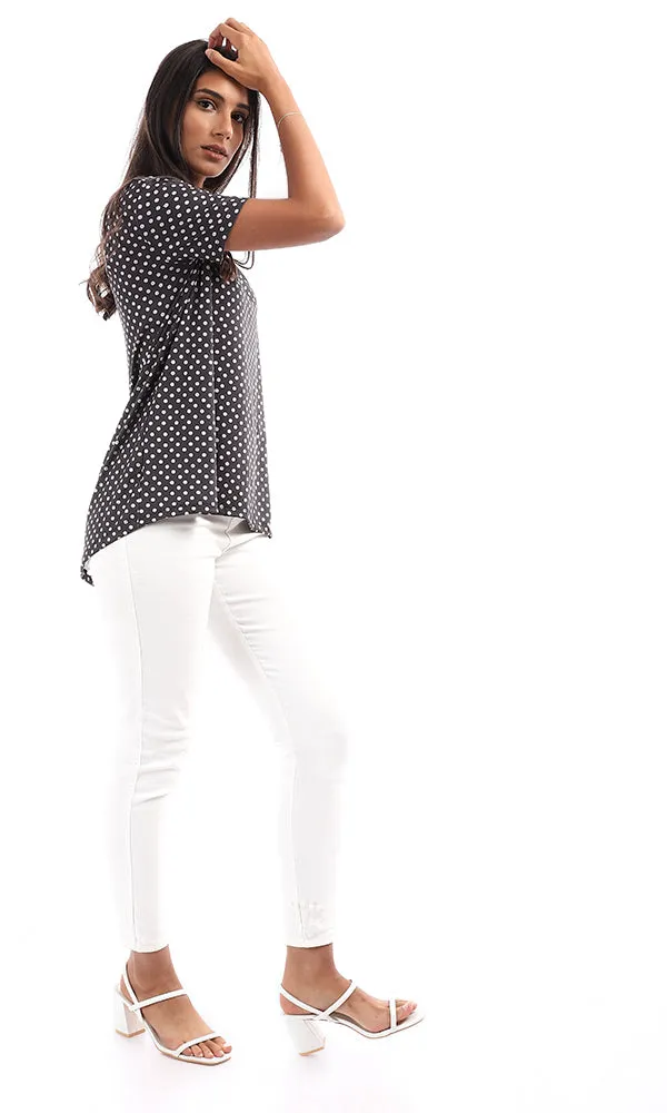 95033 Polka Dots Black & Nude Summer Tee