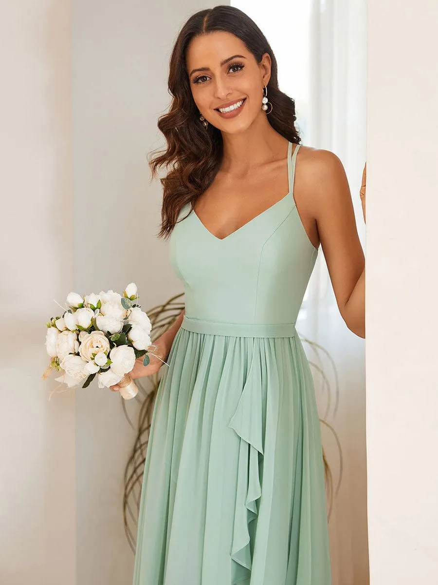 A-Line Chiffon Bridesmaid Gown with Ruffle Detail