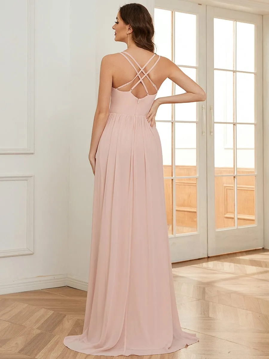 A-Line Chiffon Bridesmaid Gown with Ruffle Detail