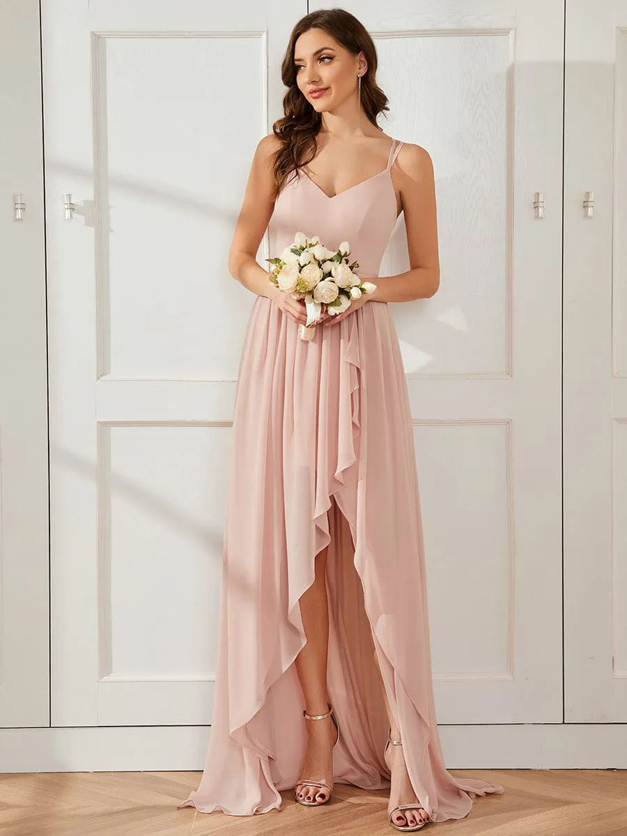 A-Line Chiffon Bridesmaid Gown with Ruffle Detail