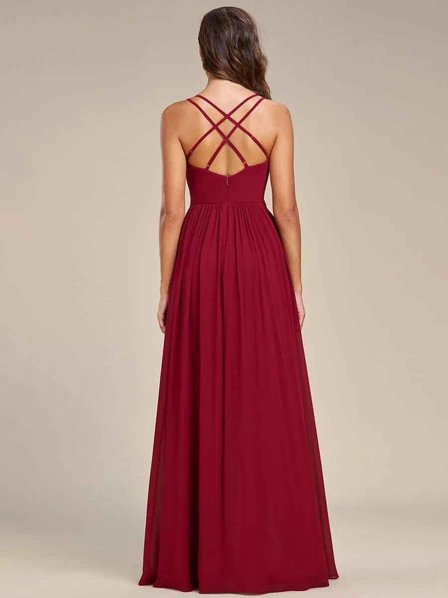 A-Line Chiffon Bridesmaid Gown with Ruffle Detail