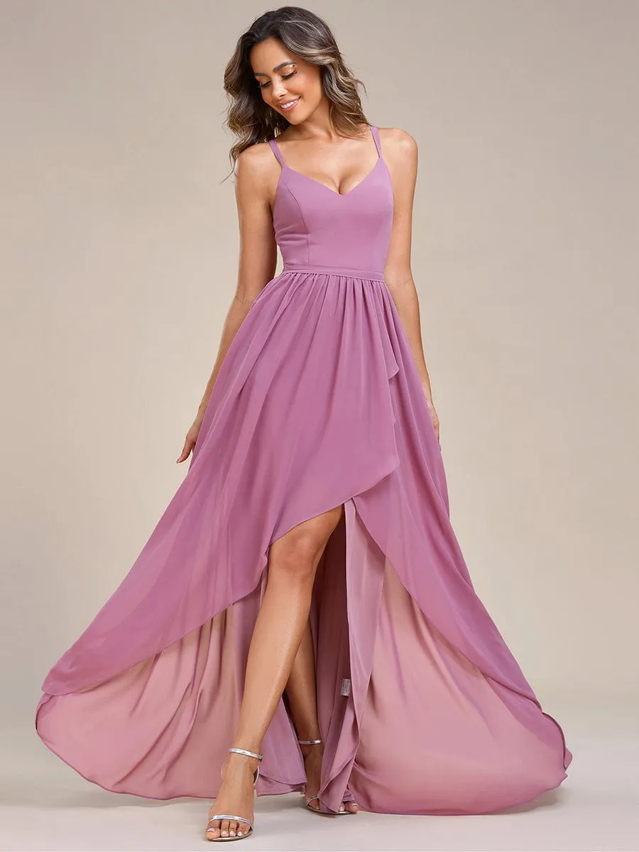 A-Line Chiffon Bridesmaid Gown with Ruffle Detail