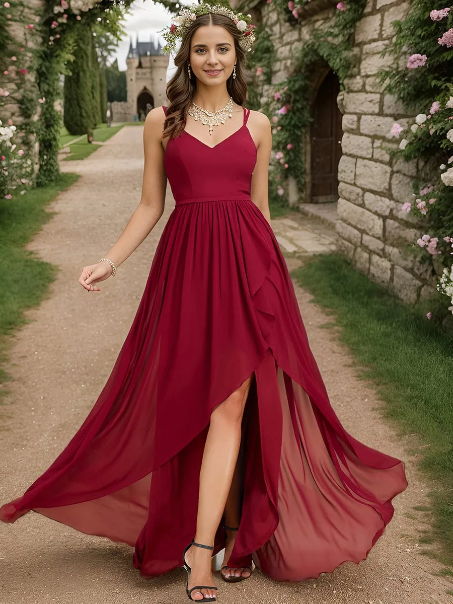 A-Line Chiffon Bridesmaid Gown with Ruffle Detail