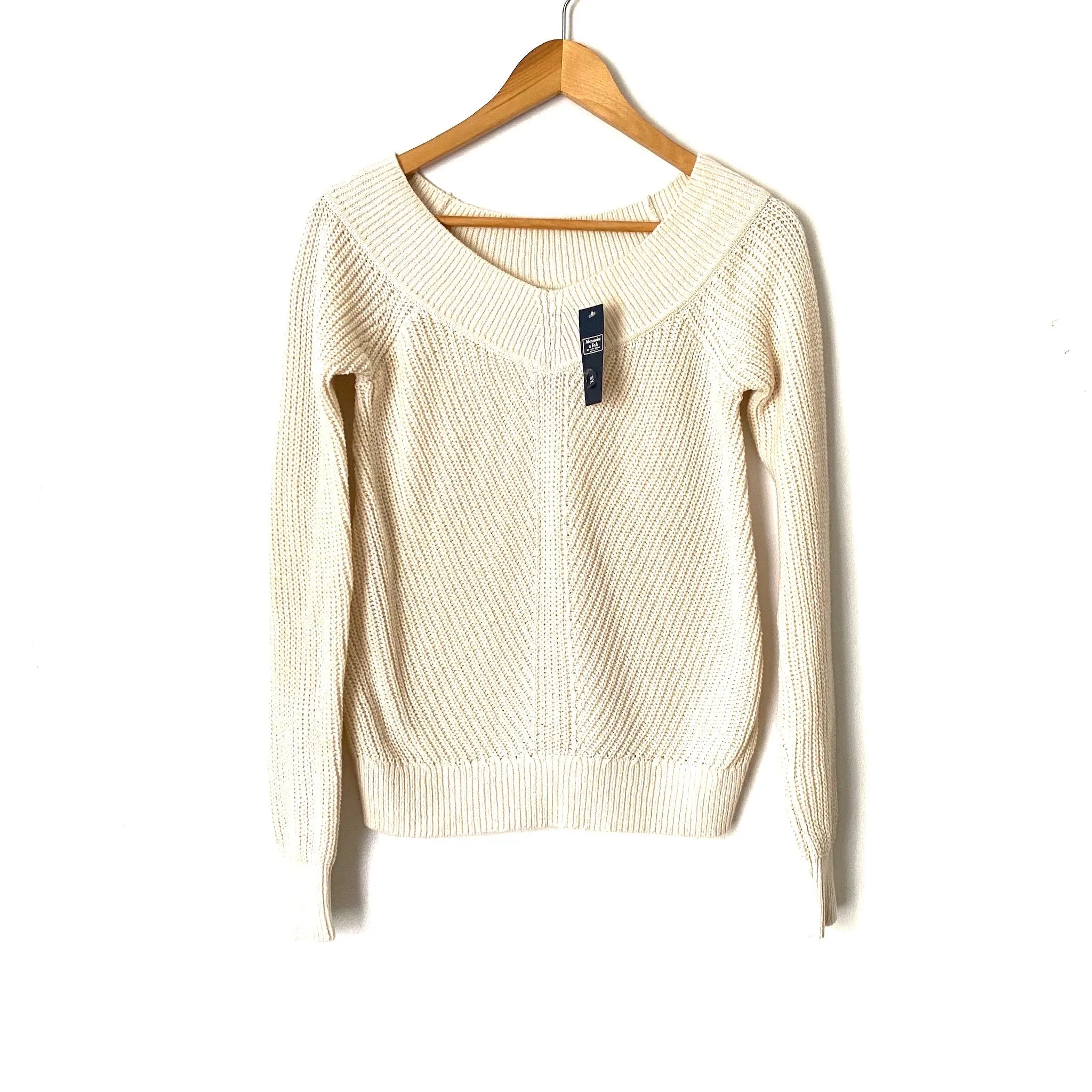 Abercrombie & Fitch Cream Wide Neck Knit Sweater NWT- Size XS