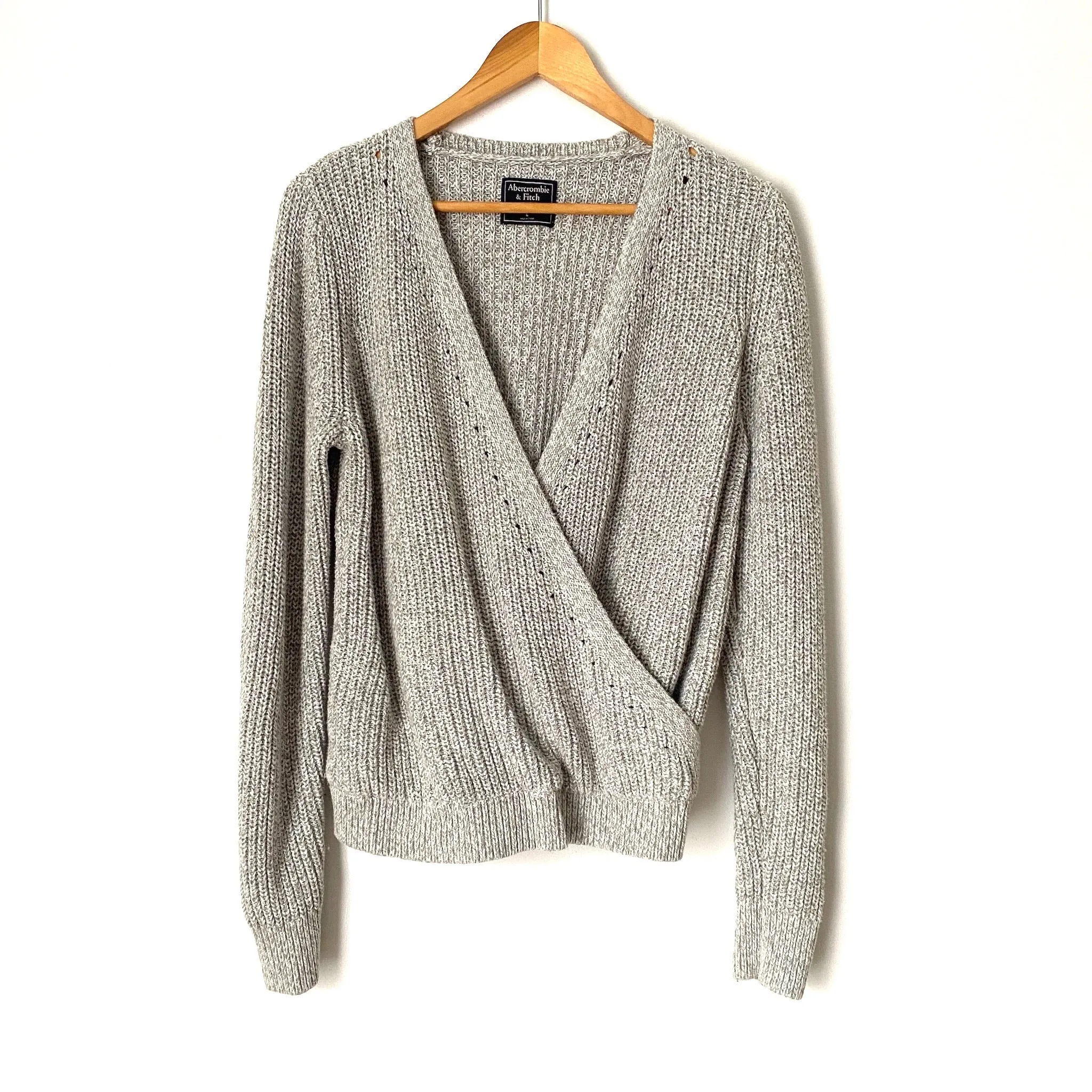 Abercrombie & Fitch Grey Knit Wrap Style Sweater- Size L