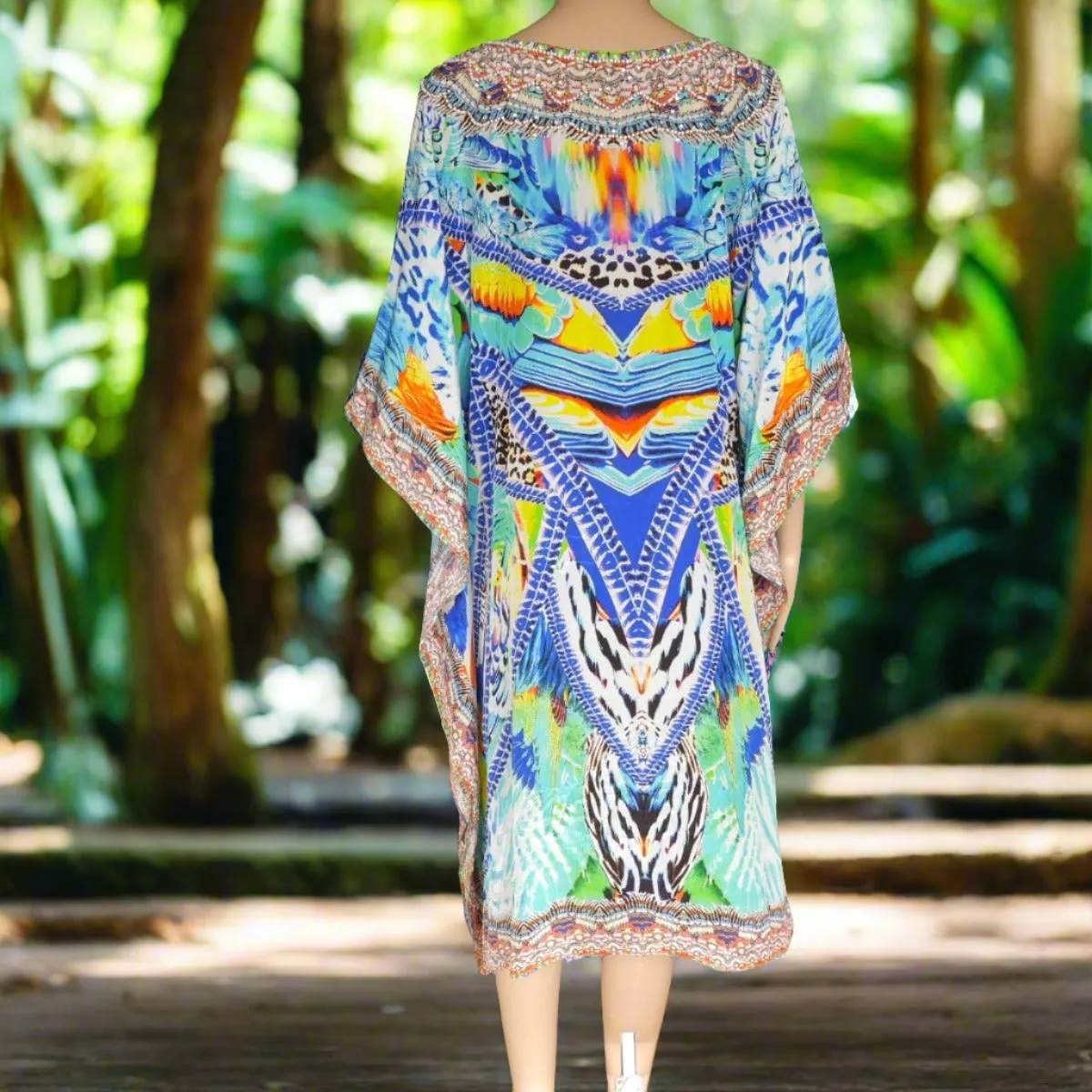 Amira Blue Short Embellished Kaftan