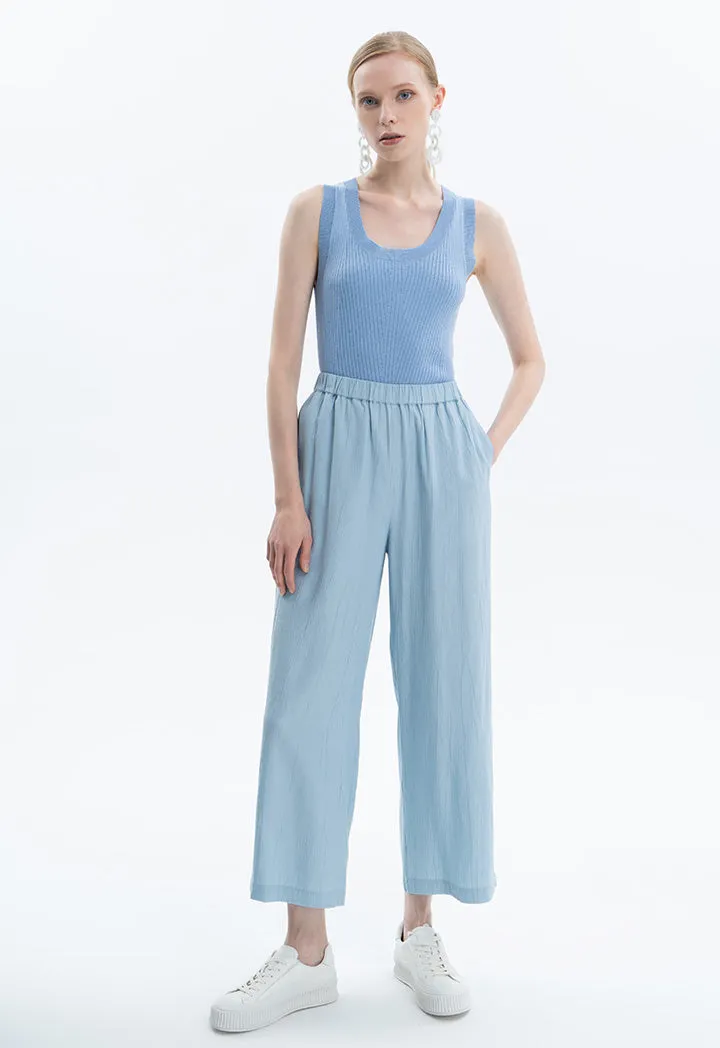 Ankle Length Textured Solid Pants