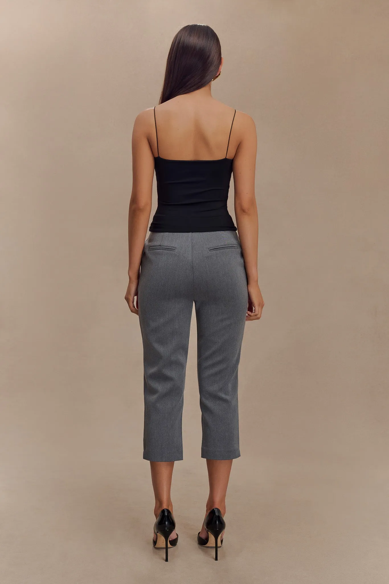 Anne Fitted Capri Pants - Charcoal Marle