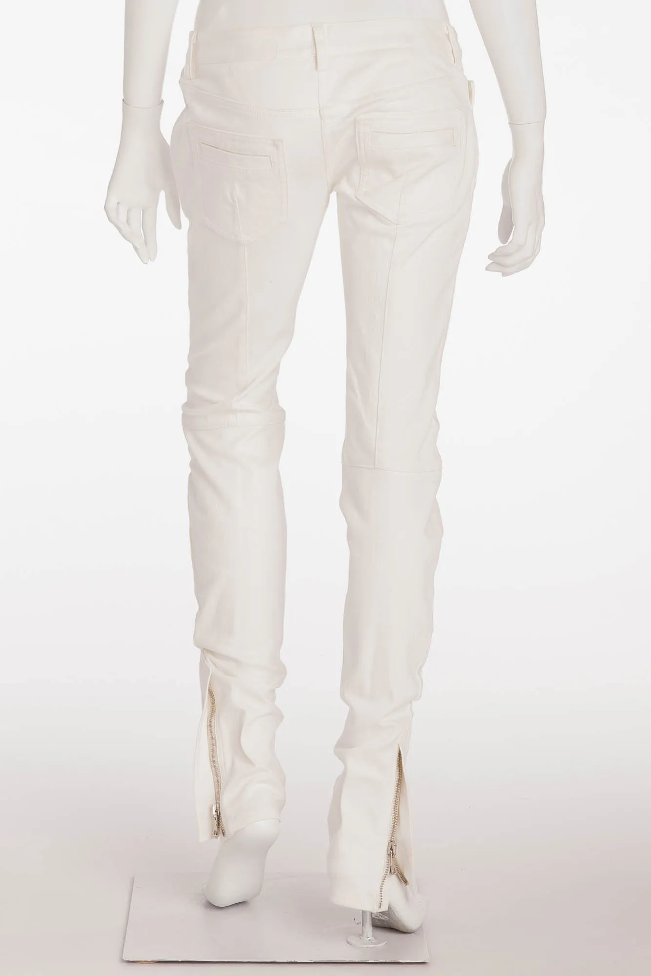 Balmain - New with Tags White Denim Low Rise Skinny Jeans - FR 40