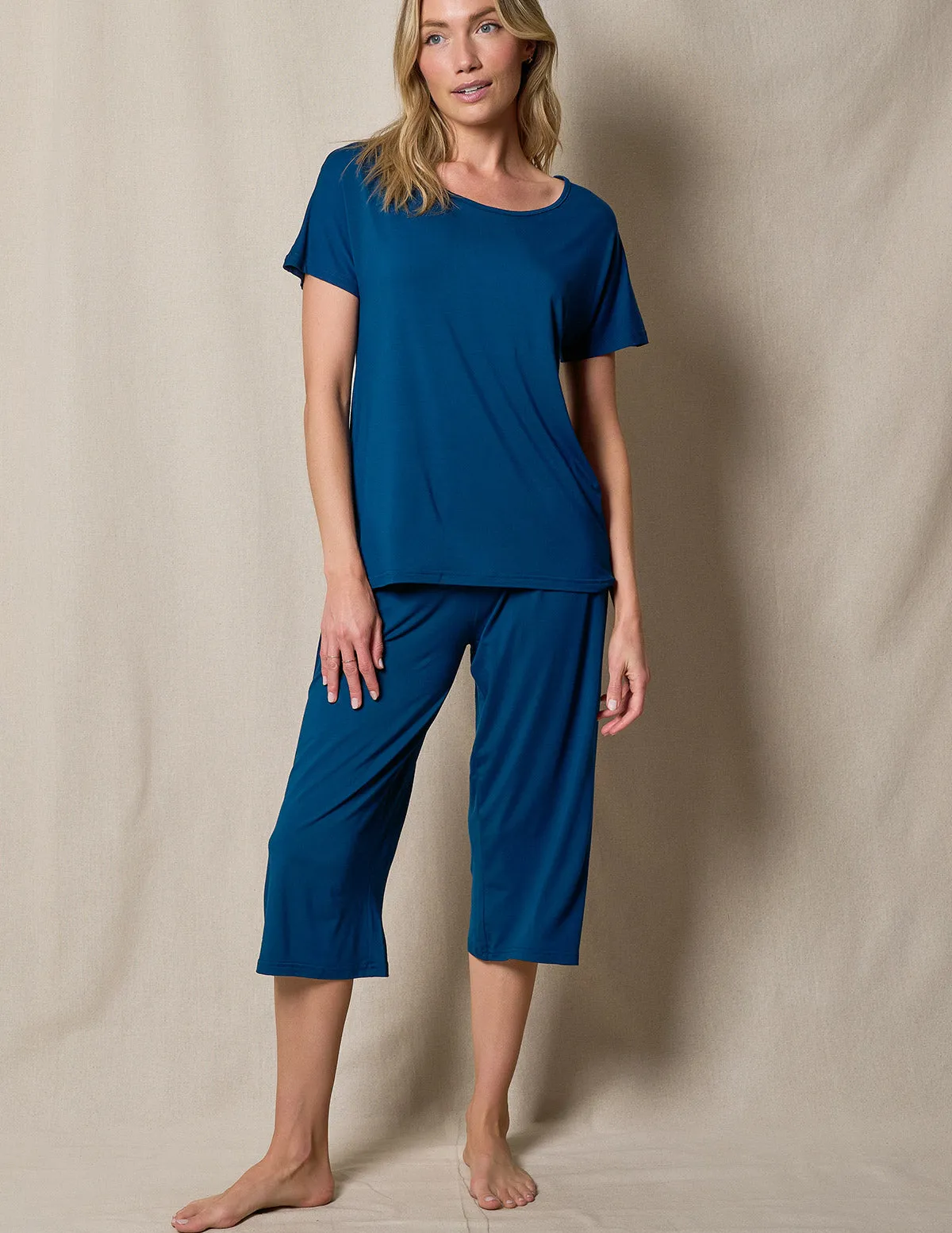 Bamboo Capri Pajama Pants - Atlantic Blue