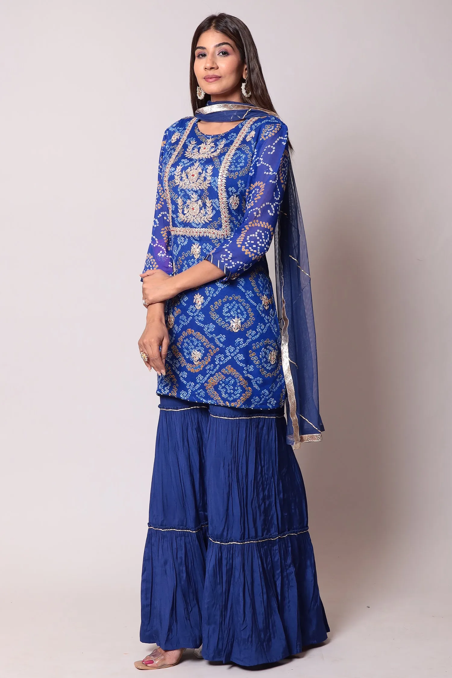 Bandhej Georgette Suit with Gota Patti work.