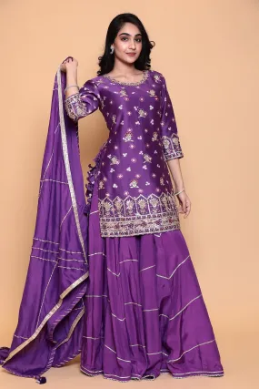 Bandhej Gota Patti Cotton Silk Suit with Gota Border.