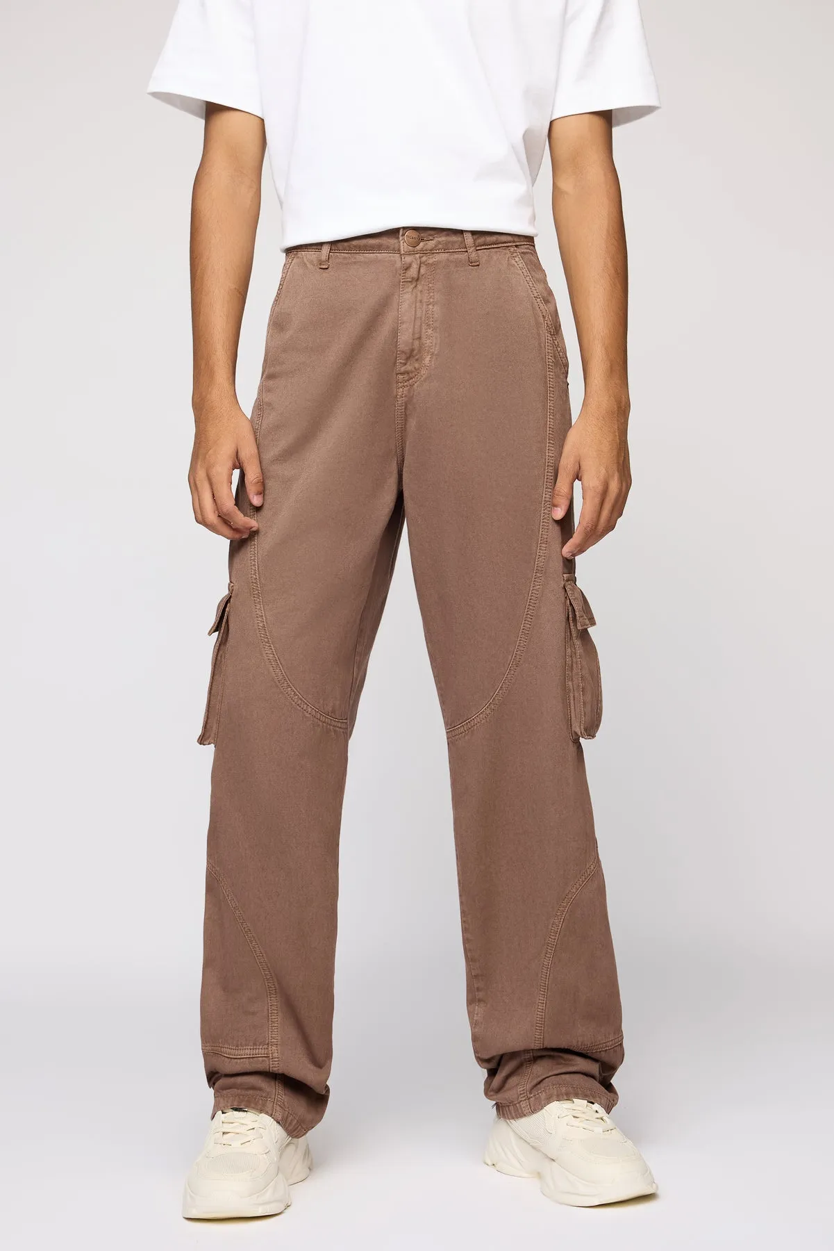 Battle Brown Men's Baggy Cargo Jeans