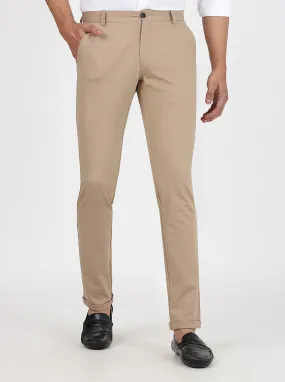 Beige Solid Venice Fit Casual Trouser | JadeBlue