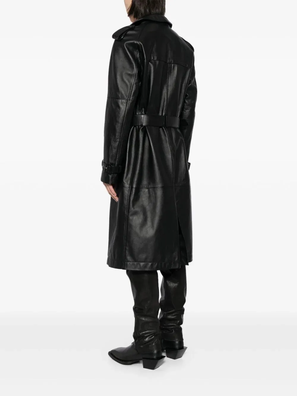 Belted Leather Trench Coat