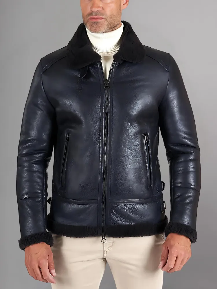 Best Leather Shearling Jacket Black