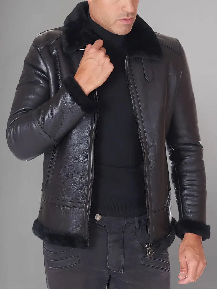 Best Leather Shearling Jacket Black