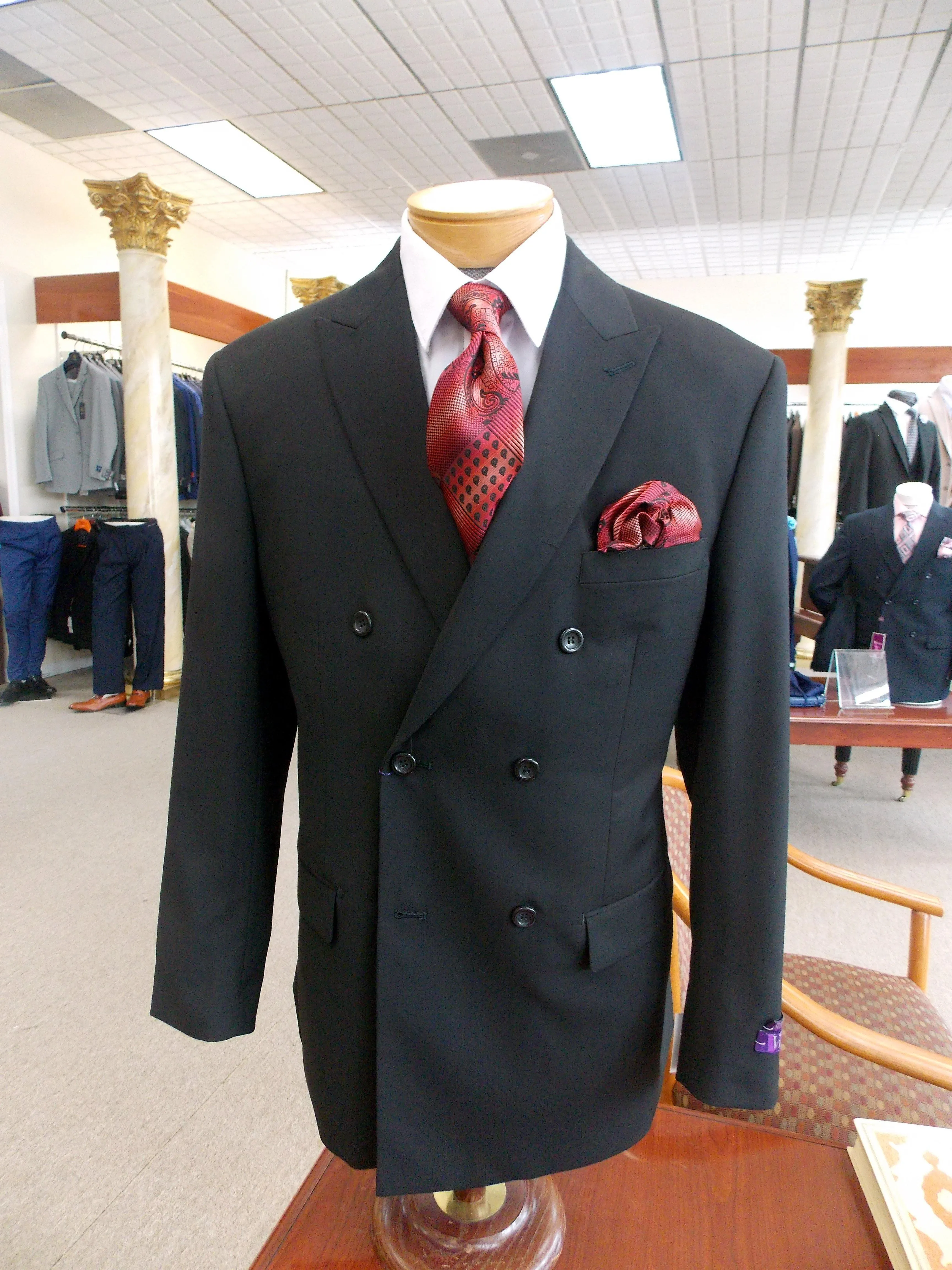 Black Double Breasted Regular Fit Suit