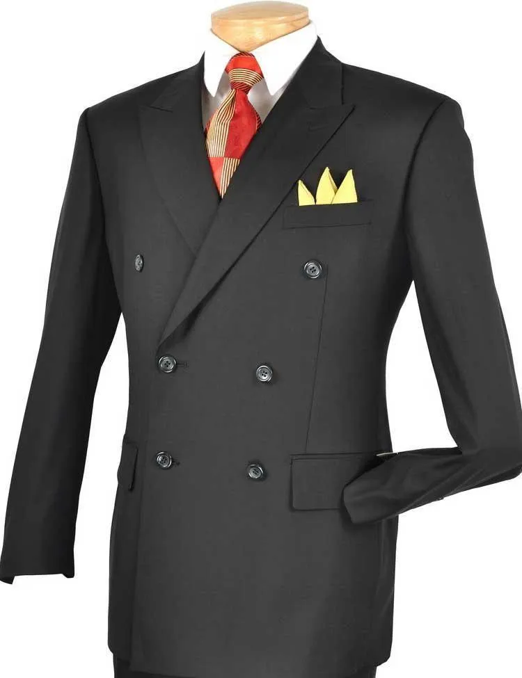 Black Double Breasted Regular Fit Suit