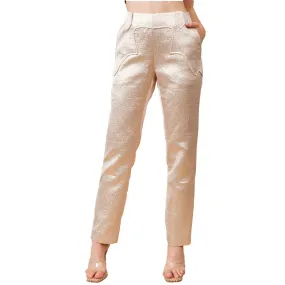 Blue B Women's Metallic Straight Leg Sable Western Pants - Lt Rose Gold