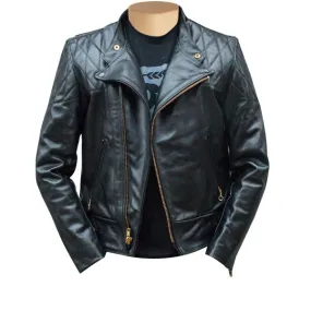 Brandford's Biker style leather jacket with quilted stitching details