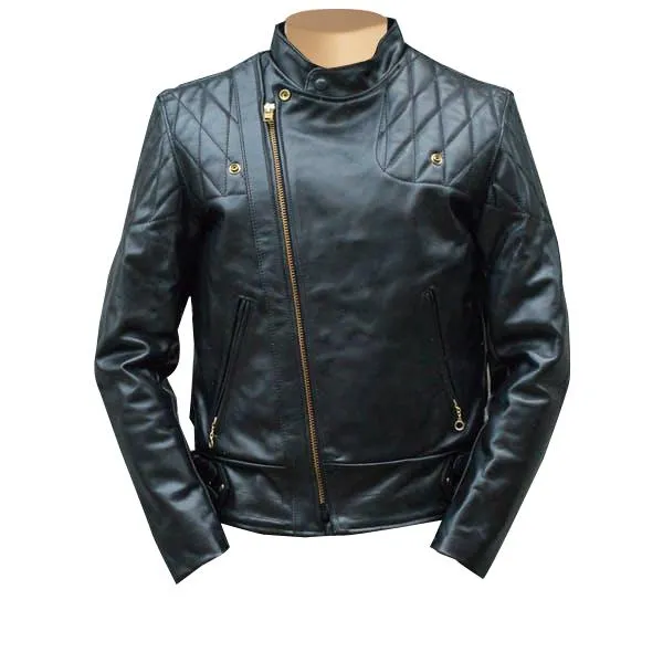 Brandford's Biker style leather jacket with quilted stitching details