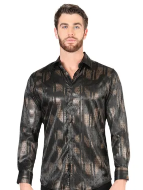 Camisa Casual Manga Larga Estampada Negro para Hombre 'El Señor de los Cielos' - ID: 44579