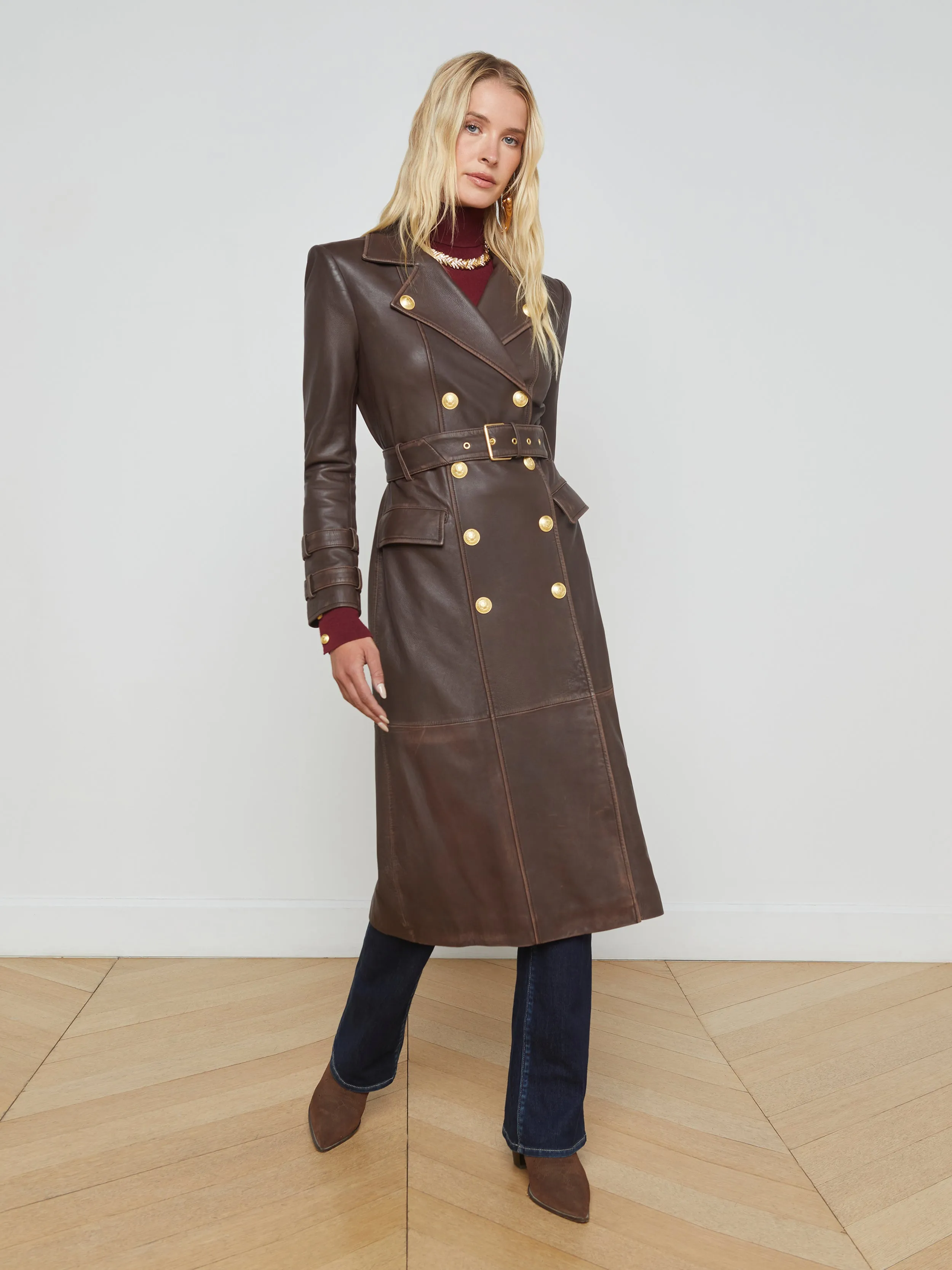 Celina Leather Trench Coat