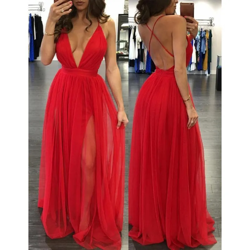 CHIFFON BACKLESS MAXI DRESS