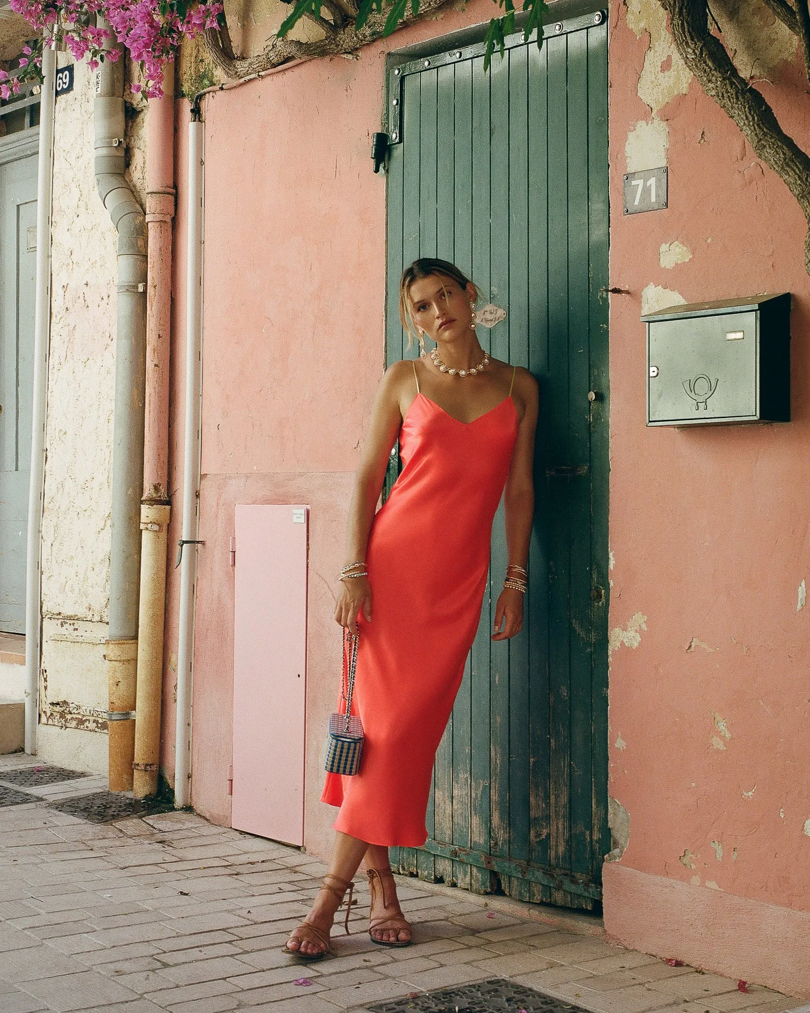 Citrus Midi Dress with Contrast Straps