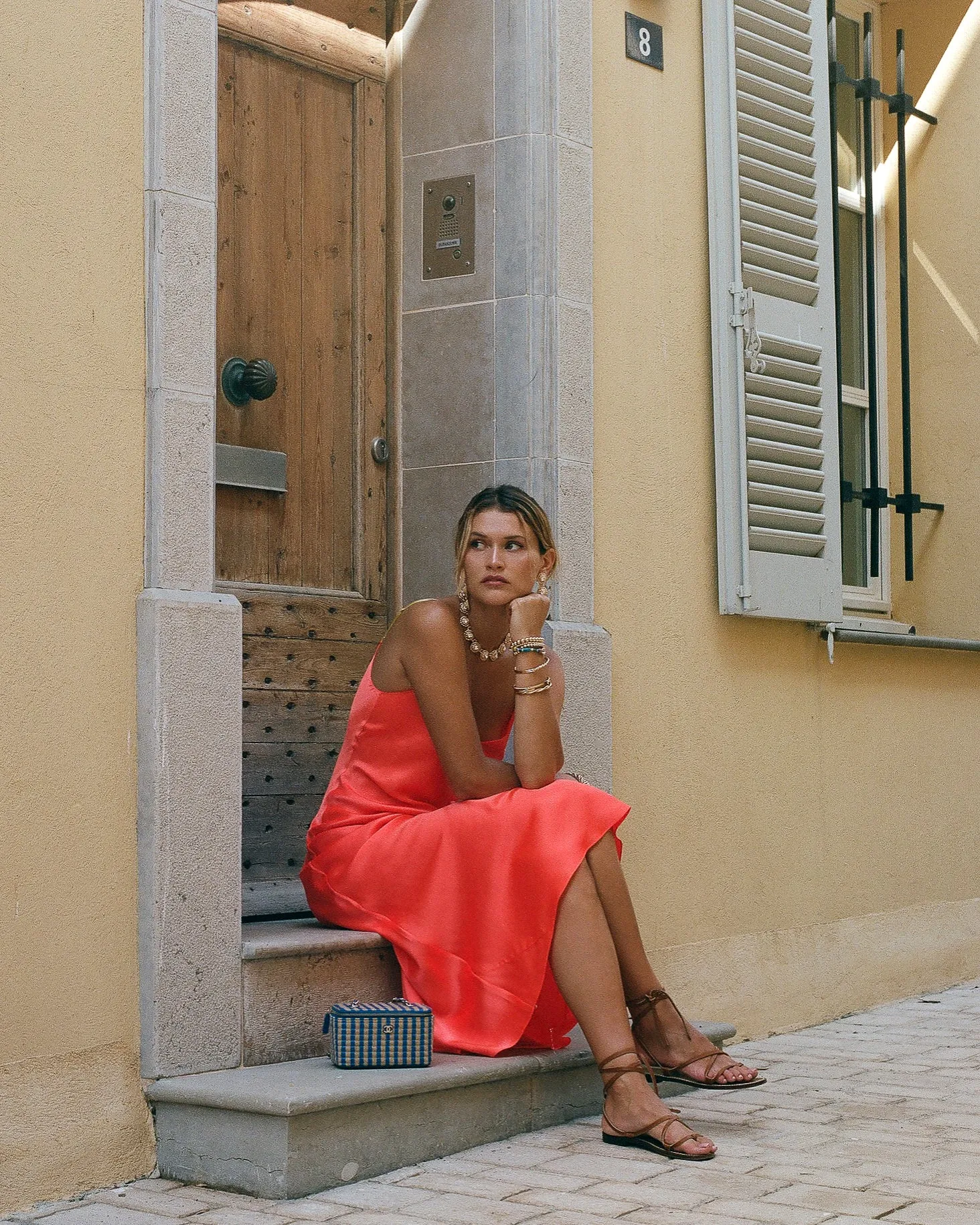 Citrus Midi Dress with Contrast Straps