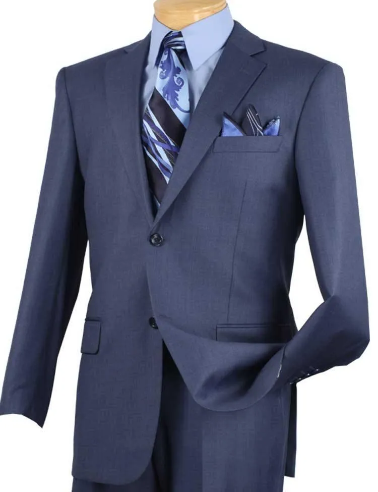 Classic Fit Sharkskin 2 Piece Suit Color Blue