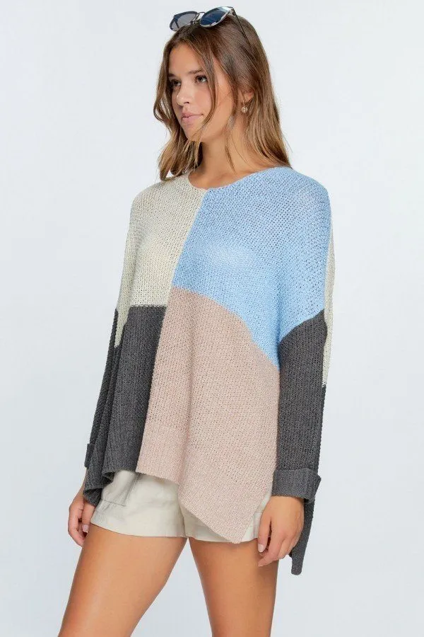 Colorblock Cozy Thick Knit Oversize Sweater