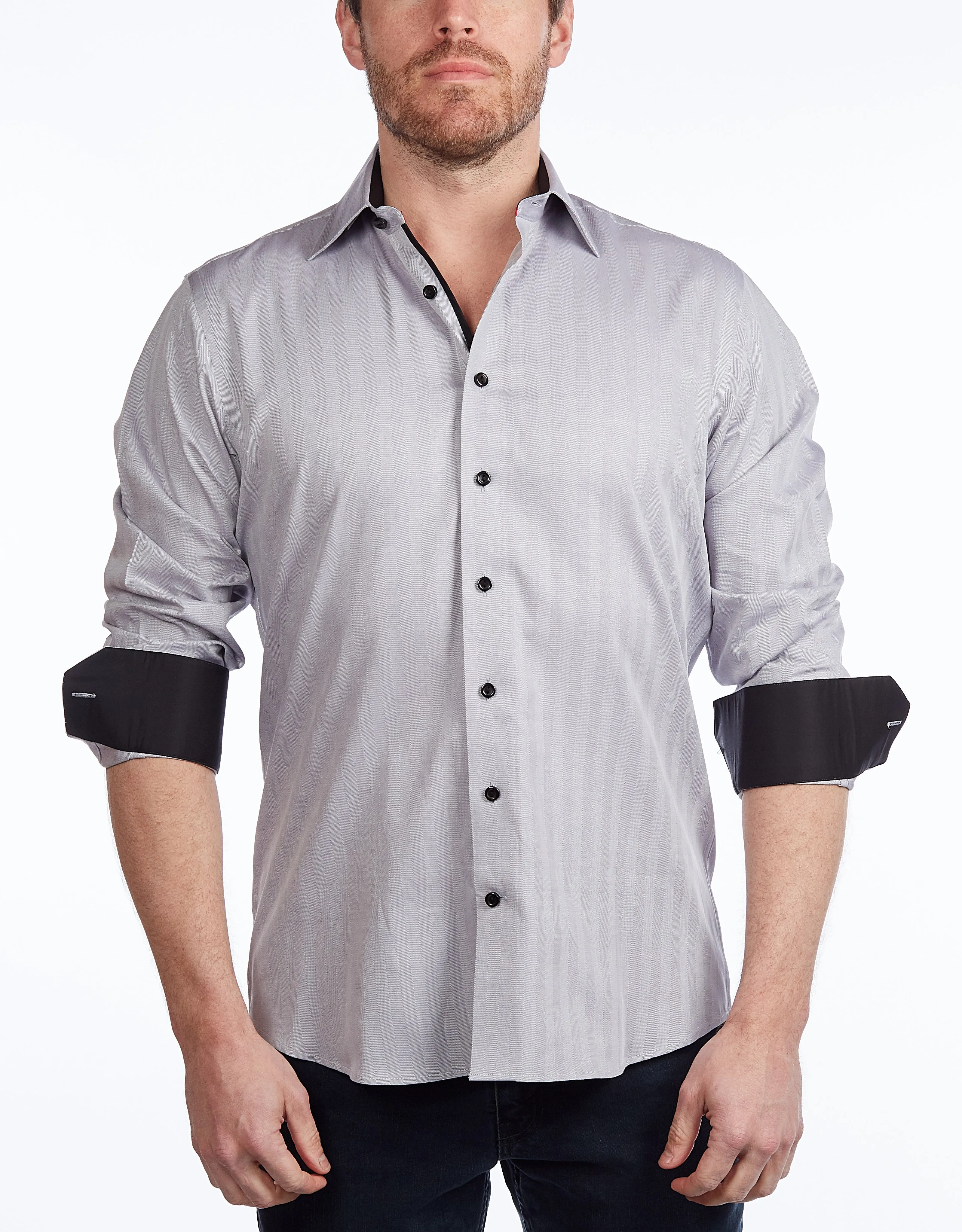 Contrast Collar Button-Up Shirt //  - Contemporary Fit - contrast  trimming - final sale