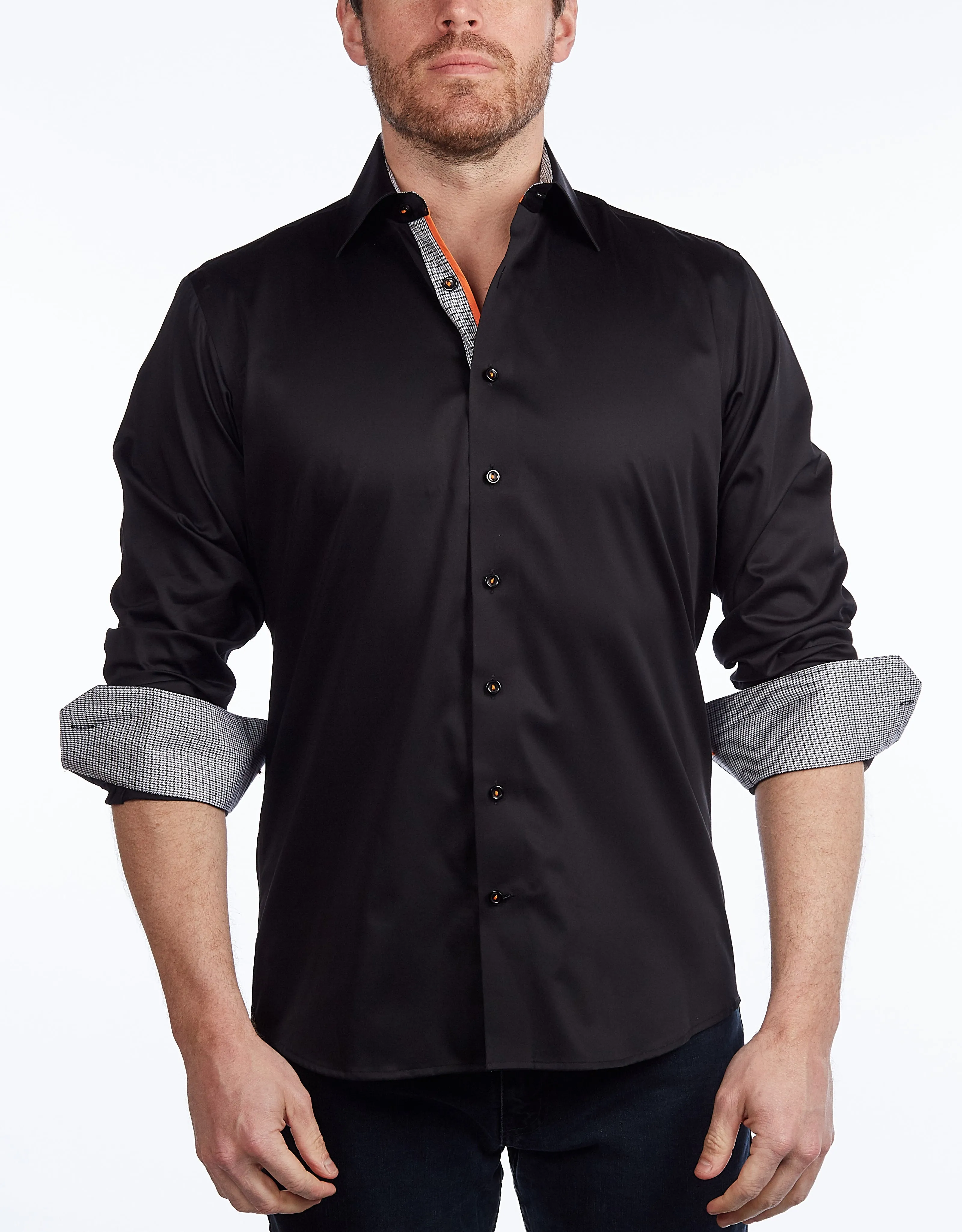 Contrast Collar Button-Up Shirt //  - Contemporary Fit - contrast  trimming - final sale