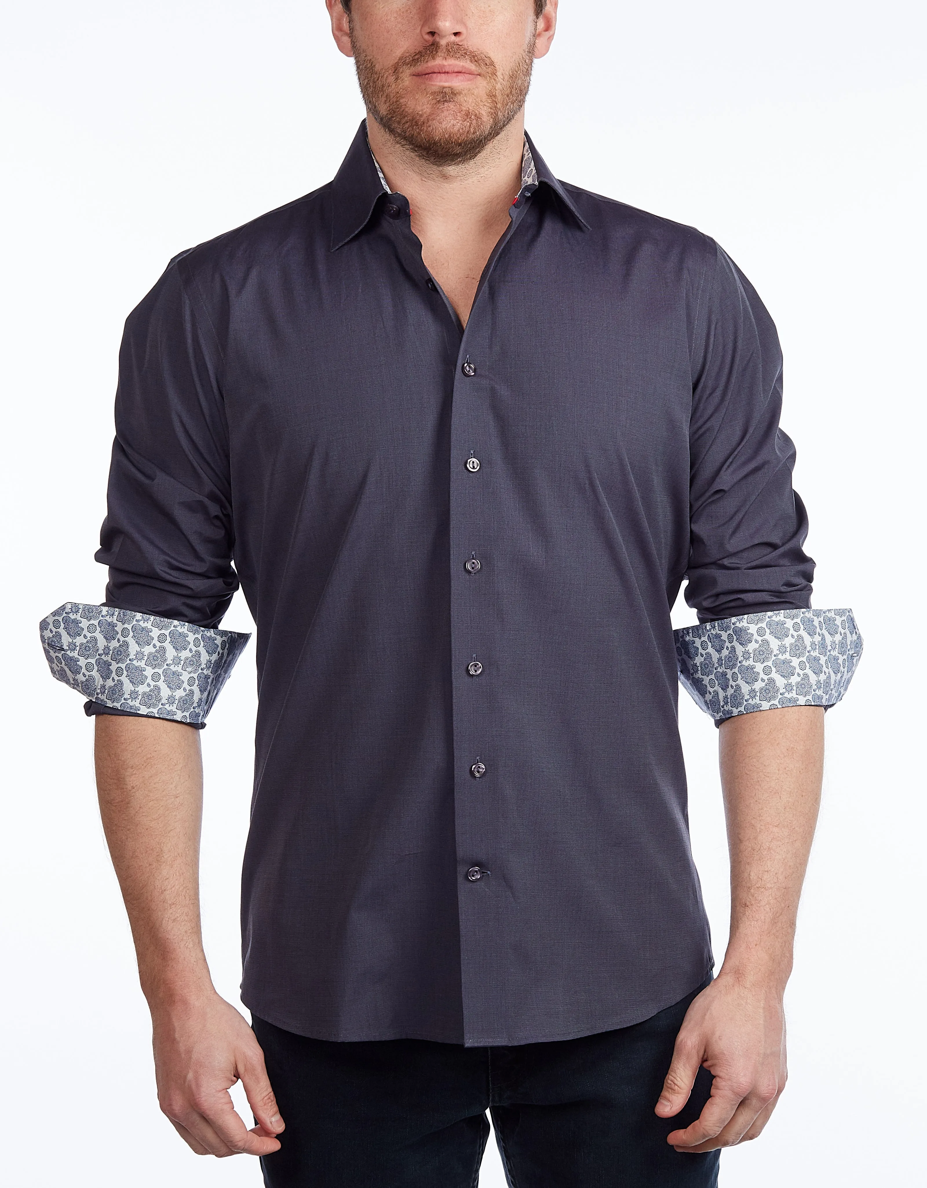 Contrast Collar Button-Up Shirt // Contemporary Fit - contrast  trimming - final sale