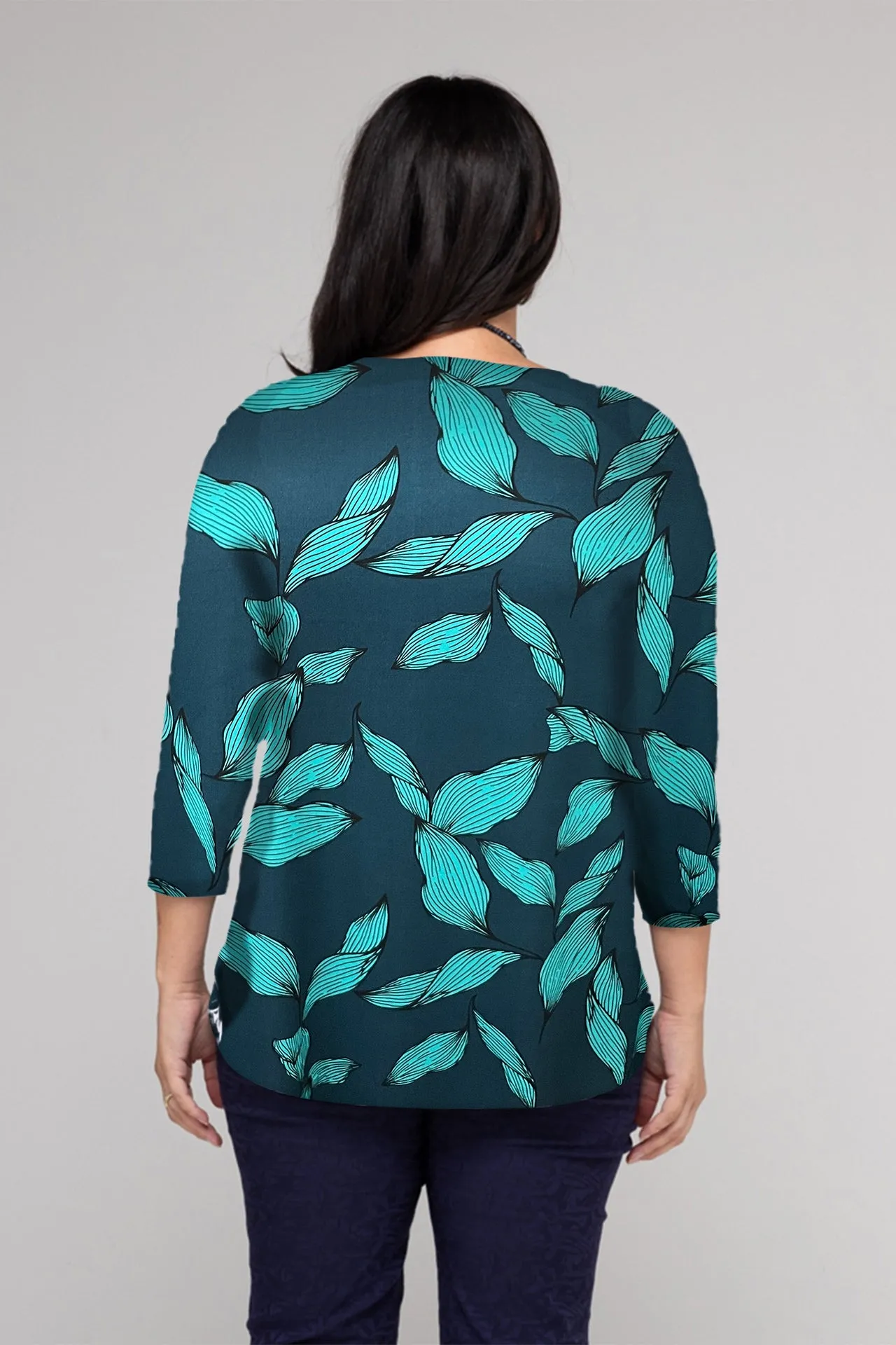 Cool Mint Print 3/4 Sleeve Jersey Top