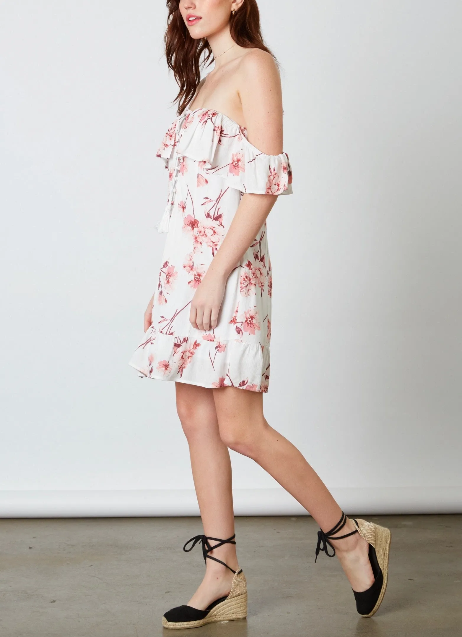 Cotton Candy La - Love Or Lust Off The Shoulder Floral Mini Dress - White