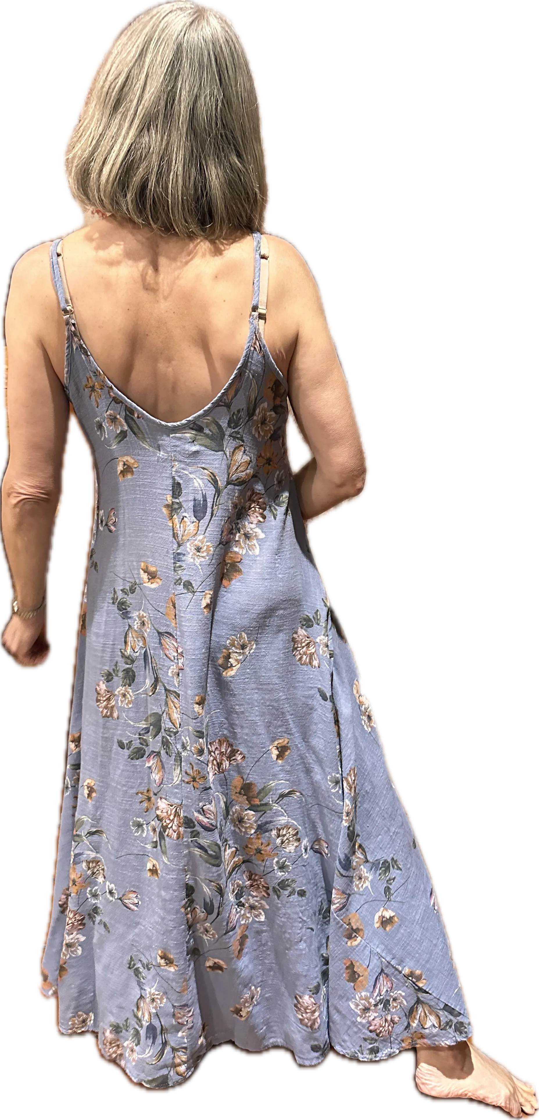 Cotton - Floral Dress - Blue Print