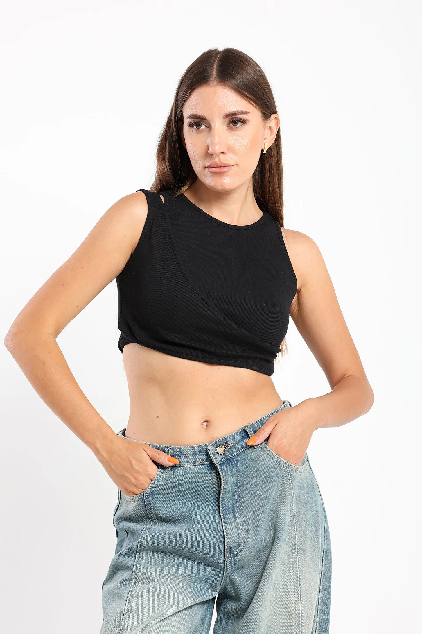 Crop Tank Top - Black