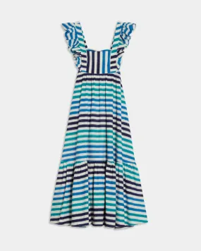 Dafne Ikat Stripes Dress Ocean