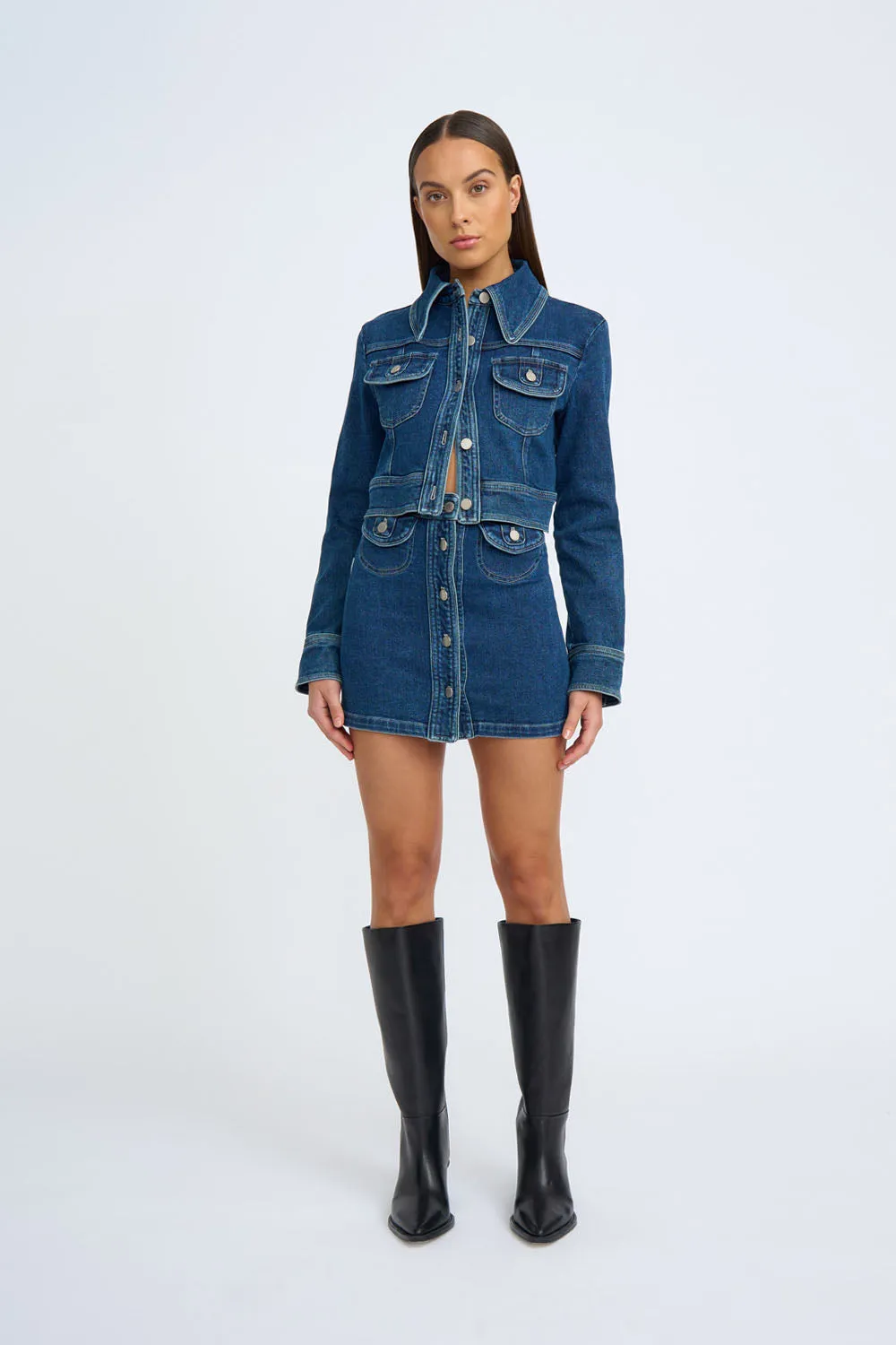 Daze Denim Pipe Crop Jacket | Final Sale - Indigo