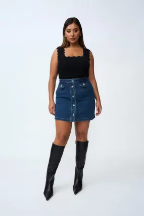 Daze Denim Pipe Mini Skirt | Final Sale- Indigo