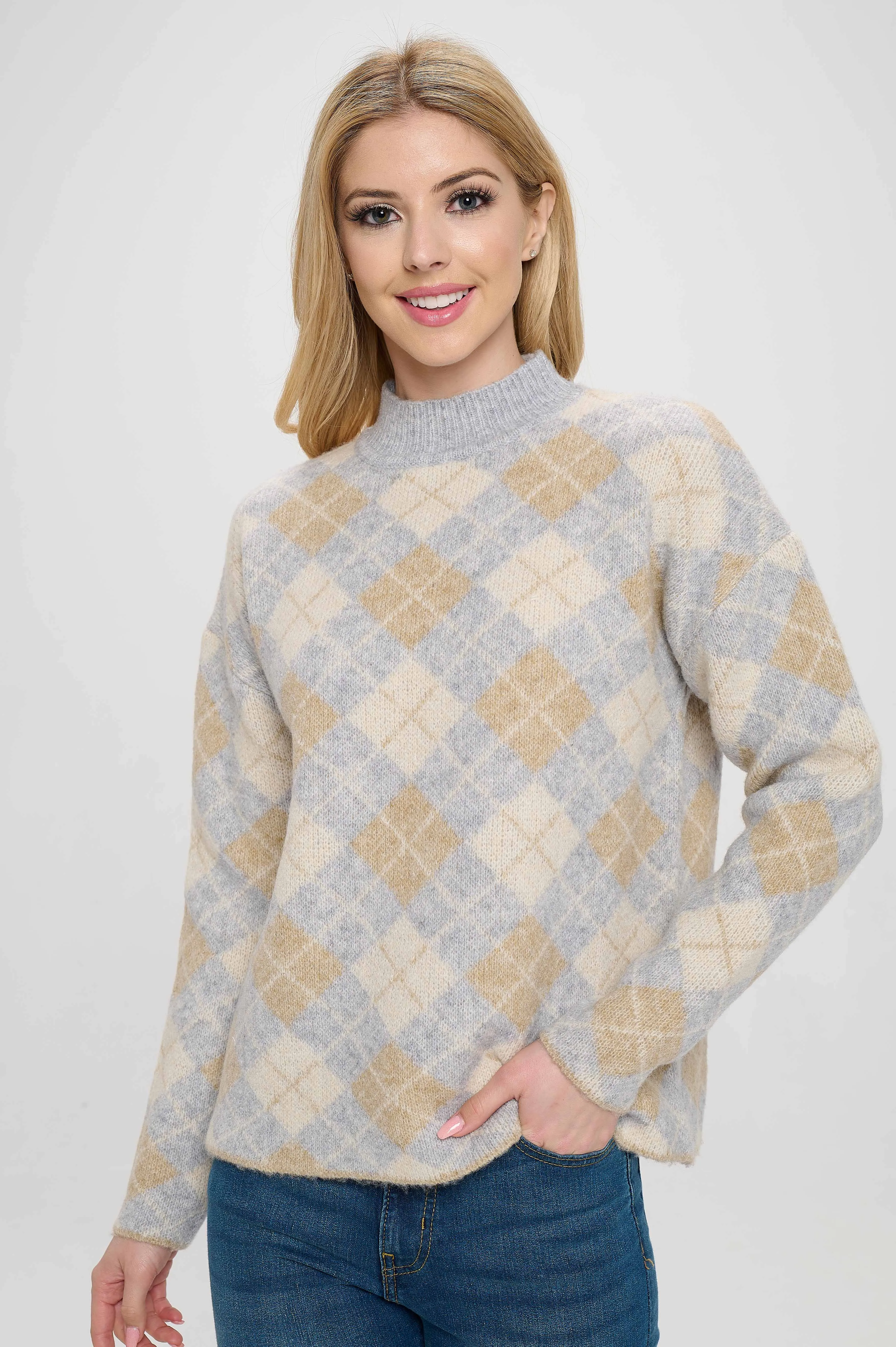 Diamond Pattern Neutral Layered Top