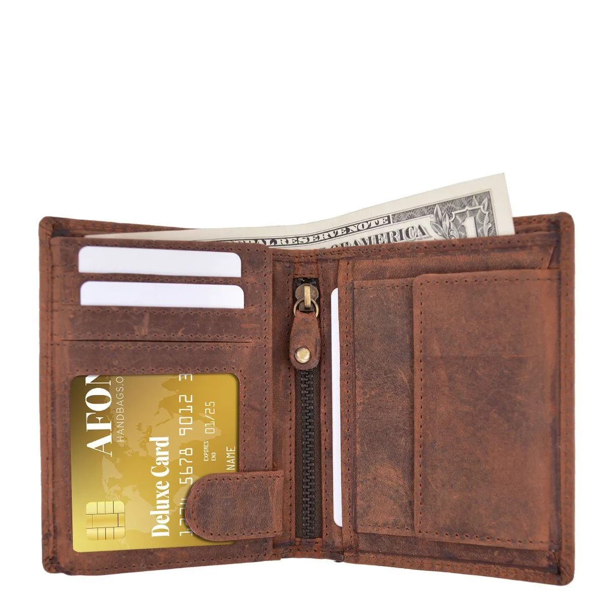 Distressed RFID Blocking European Style Wallet